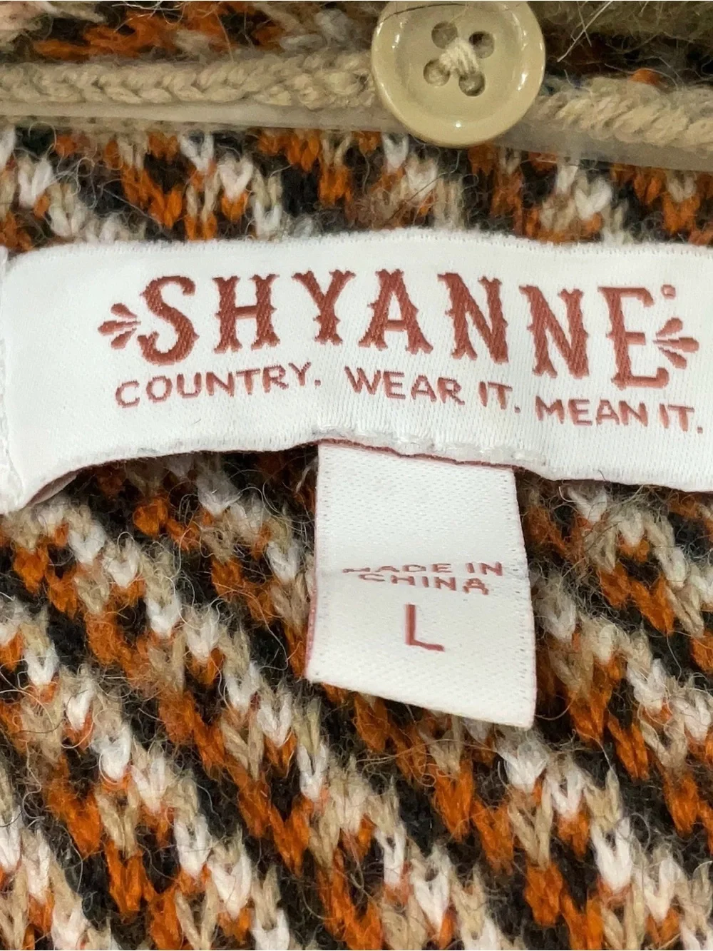 Shyanne Tan Beige Knit Western Cardigan Sweater Removable Fur Collar Large